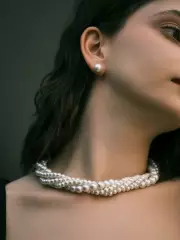 Набор 2 предмета: серьги, шар d=1, бусы «Жемчужный жгут», белый, 45 см