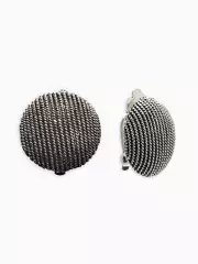 Серьги клипсы для ушей QF «Круг в рубчик», цвет чернёное серебро