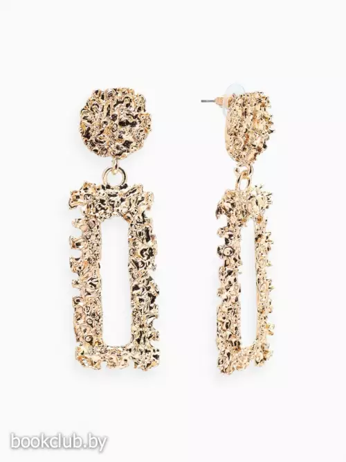 Серьги металл «Карибы», прямоугольные, цвет золото