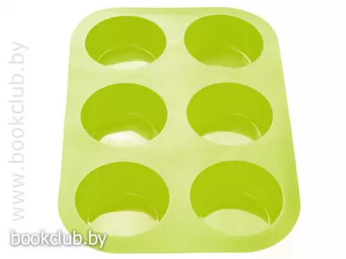 Форма для выпечки силиконовая «6 кексов», маффин(Цвет: зеленый)