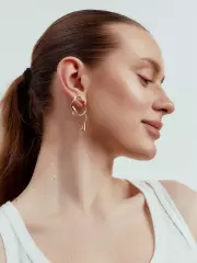 Серьга кафф «Абстракция» капли, цвет золото