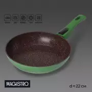 Сковорода Magistro Avocado, d=22 см, съемная ручка софт тач, антипригарное покрытие, индукция, кованый алюминий, зеленая