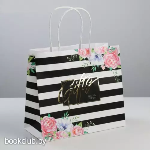 Пакет подарочный крафтовый Gifts, 25х22х12 см
