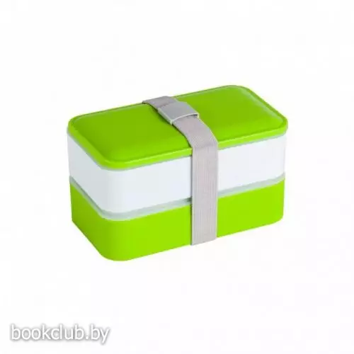 Ланч-бокс прямоугольный с двумя отделениями и приборами, 1,2 л