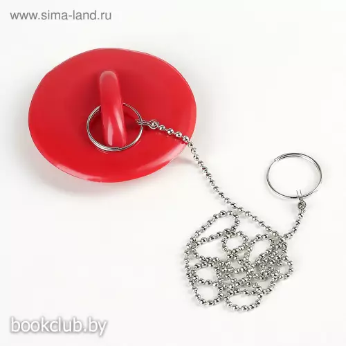 Пробка для ванны, d=6 см (внутренний d=4.5 см), цепочка 55 см, МИКС
