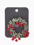 Брошь «Венок», брусничный, красно-зелёная в серебре