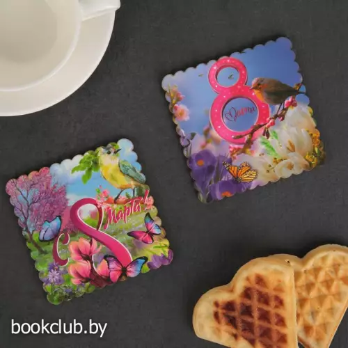 Подставки под горячее «С 8 марта!», 9,2×9,2 см, 2 шт