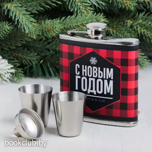 Подарочный набор «С Новым Годом» (фляга 180 мл, стопка 2 шт., воронка)