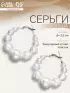 Серьги кольца с жемчугом QF «Жемчуг», маленькие, d=3.5 см, белые в серебре