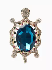 Брошь «Черепаха морская», разноцветная в золоте