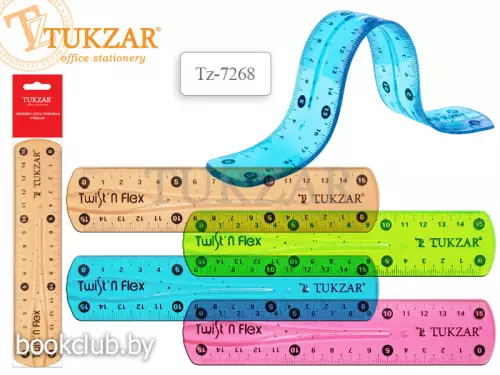 Линейка пластиковая гибкая, 15 см