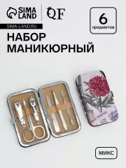 Набор маникюрный «Пейзаж», 6 предметов, в футляре, МИКС