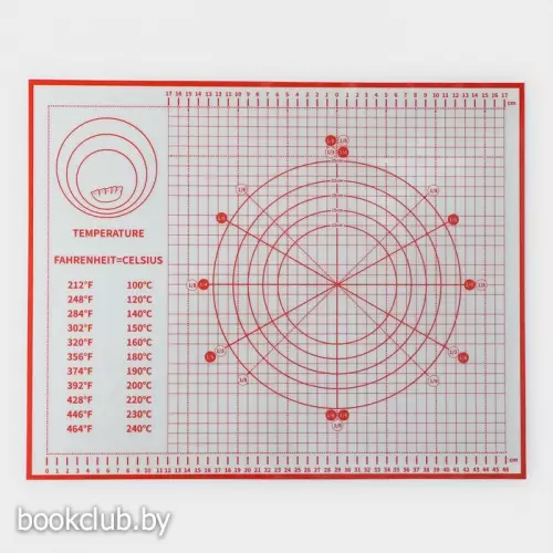 Армированный коврик для выпечки с разметкой, силикон, 50×40 см, цвет красный