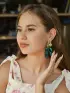 Серьги ассорти «Ветер», мятые треугольники, зелёные