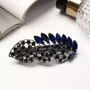 Заколка-автомат для волос «Синий туман» драгоценный листок, 9 см