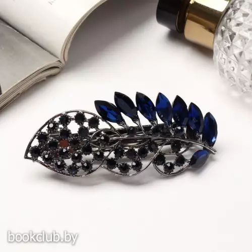 Заколка-автомат для волос «Синий туман» драгоценный листок, 9 см