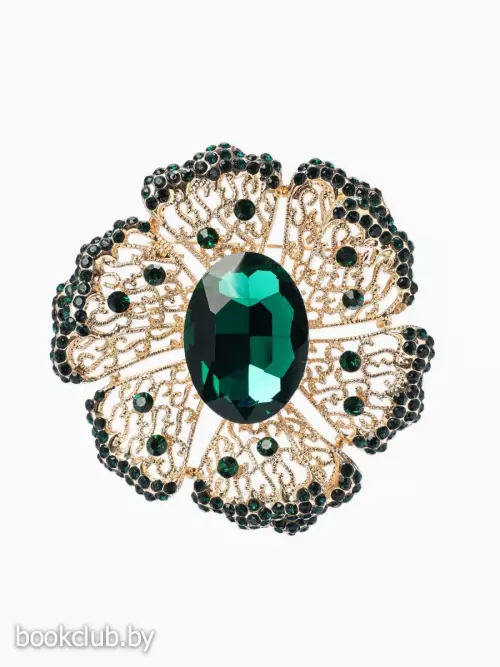 Брошь «Цветок изумрудный», стразы, зелёная в золоте