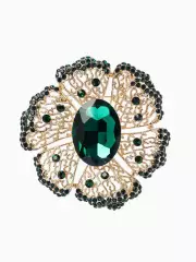 Брошь «Цветок изумрудный», стразы, зелёная в золоте