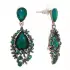 Серьги со стразами «Капля», цвет зеленый