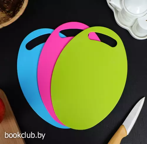 Доска разделочная овальная Доляна «Симплекс», 24×16 см, цвет МИКС