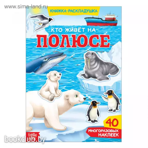 Книга с наклейками «Кто живёт на полюсе», 40 наклеек