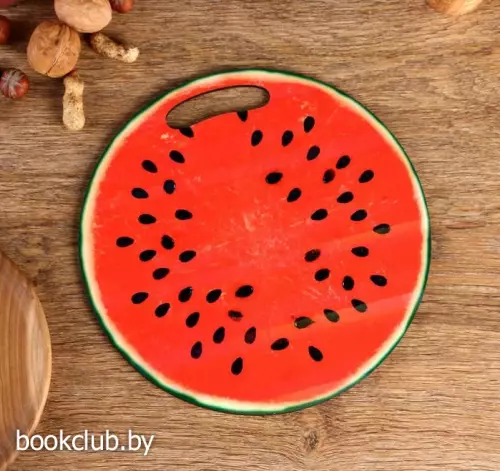 Доска разделочная и сервировочная круглая кухонная «Арбуз в разрезе», 25,5 см