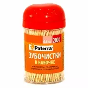 Зубочистки бамбуковые по 200 шт в пластиковой баночке PATERRA 