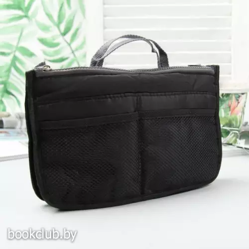 Косметичка дорожная на молнии, 3 отдела, 10 карманов(Цвет: черный)