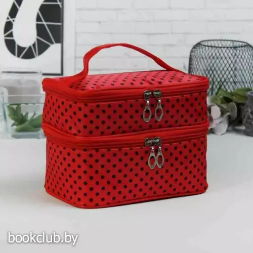 Косметичка «Горошек», 2 отдела на молниях