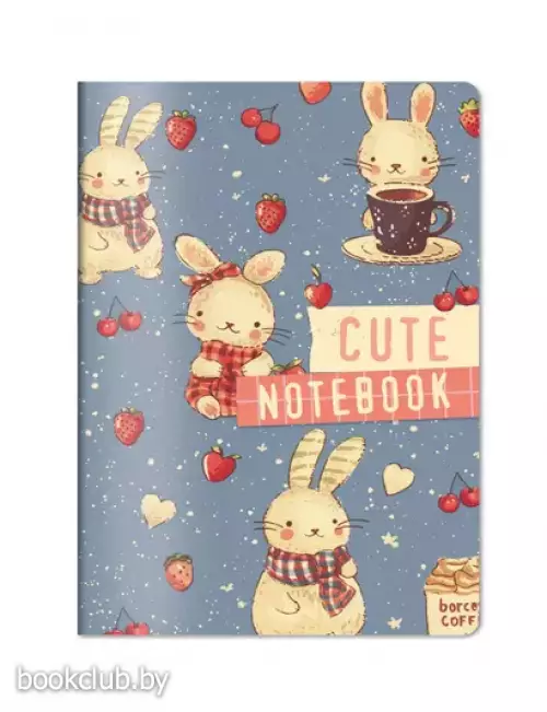 Милый блокнотик с сердечками (А6, 32 л., дизайнерская бумага, зайчики)