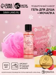 Подарочный набор новогодний женский «Исполнения желаний»: гель для душа 100 мл и мочалка для тела