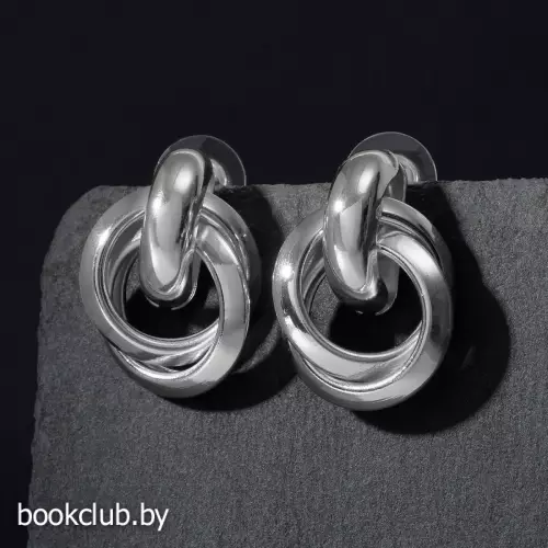 Серьги металл «Геометрия» круги на кольце, цвет серебро