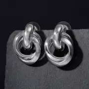 Серьги металл «Геометрия» круги на кольце, цвет серебро