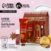 Новогодний подарочный набор косметики «Исполнения желаний»: крем для рук 30 мл и бальзам для губ 10 г, Чистое счастье