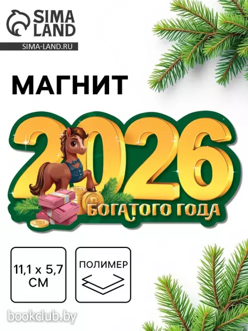 Магнит новогодний на холодильник «2026!», 11.1 х 5.7 см
