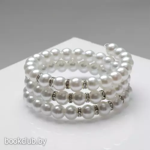 Браслет-пружинка «Жемчужинка морская» 3 ряда, цвет белый в серебре, L=7 см