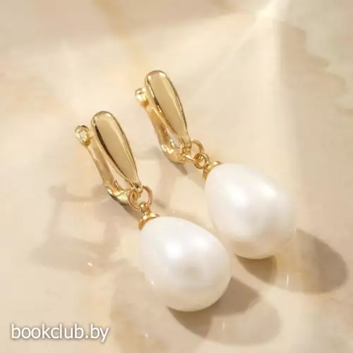 Серьги с жемчугом «Грейс» пухлая капля, цвет белый в золоте Серьги с жемчугом «Грейс» пухлая капля, цвет белый в золоте