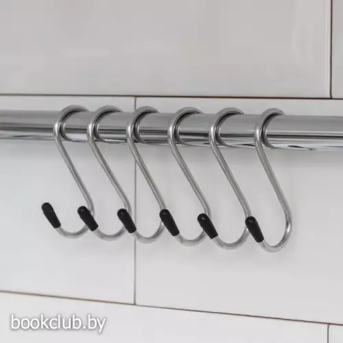 Набор крючков для рейлинга Доляна, d=1.5 см, 6 см, 6 шт., хром