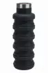 Бутылка для воды силиконовая складная с крышкой, 500 мл, темно-серая
