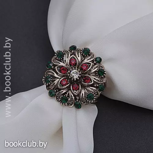 Кольцо для платка «Цветок со стразами»