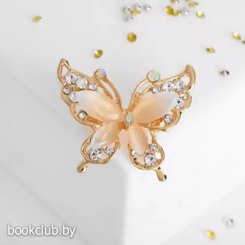 Брошь «Бабочка» (цвет: радужный в золоте)