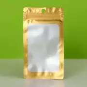 Пакет Зип-лок с окном, с еврослотом, золотой, 8х14 см