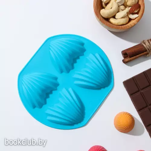 Форма силиконовая для выпечки «Ракушки», 4 ячейки, цвет МИКС