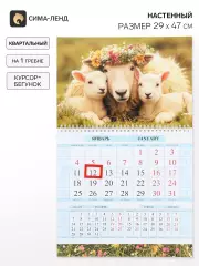 Календарь 2027 «Символ года-мама и малыши», квартальный на гребне, 29×47 см