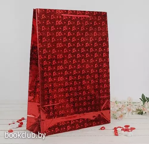 Пакет голографический «Сердечки» вид 2