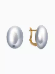 Серьги с жемчугом «Грейс», вытянутый овал, серые в золоте