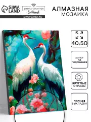 Алмазная вышивка полное заполнение «Аисты», на раме, 40×50 см