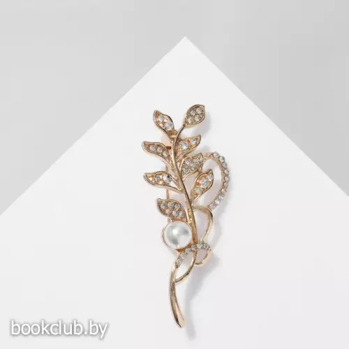 Брошь «Ветвь» с жемчужиной, цвет белый в золоте