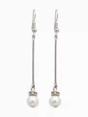 Серьги с жемчугом «Бусинки на палочке», белые