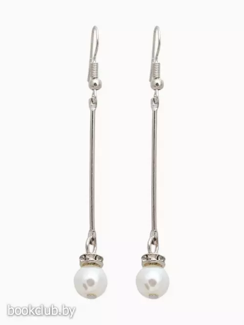 Серьги с жемчугом «Бусинки на палочке», белые